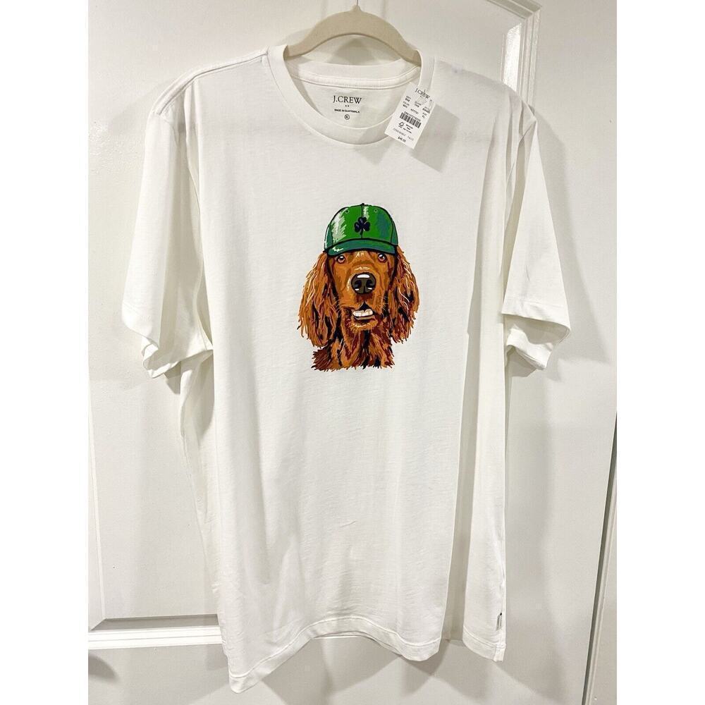 J.Crew Men’s XL Graphic Tee Dog in Shamrock Hat St. Patrick’s Irish NWT - Picture 4 of 11